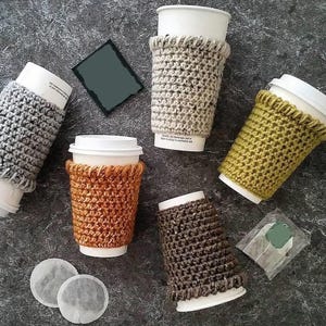 Easy Crochet Pattern, Beginner Crochet Coffee Cozy Pattern, Crochet Coffee Sleeve Pattern, Mug Cozy, Crochet Iced Coffee Cup Sleeve