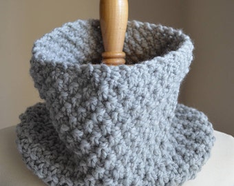 Cowl Knitting Pattern, Moss Stitch Scarf Knit Pattern, Chunky Bulky Infinity Snood, Beginner Easy Neck Warmer