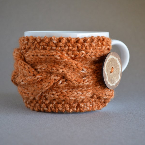 Knit Cup Cozy Pattern, Easy Knitting Pattern, Chunky Cable Coffee Sleeve Cover, Mug Sweater Warmer, Gifts for Knitters Natalya1905