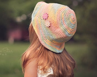 Patrón de sombrero para el sol a crochet, tutorial fácil de sombrero tipo cubo, verano para bebés, niños pequeños, adultos, niñas de playa, aprender a crochet