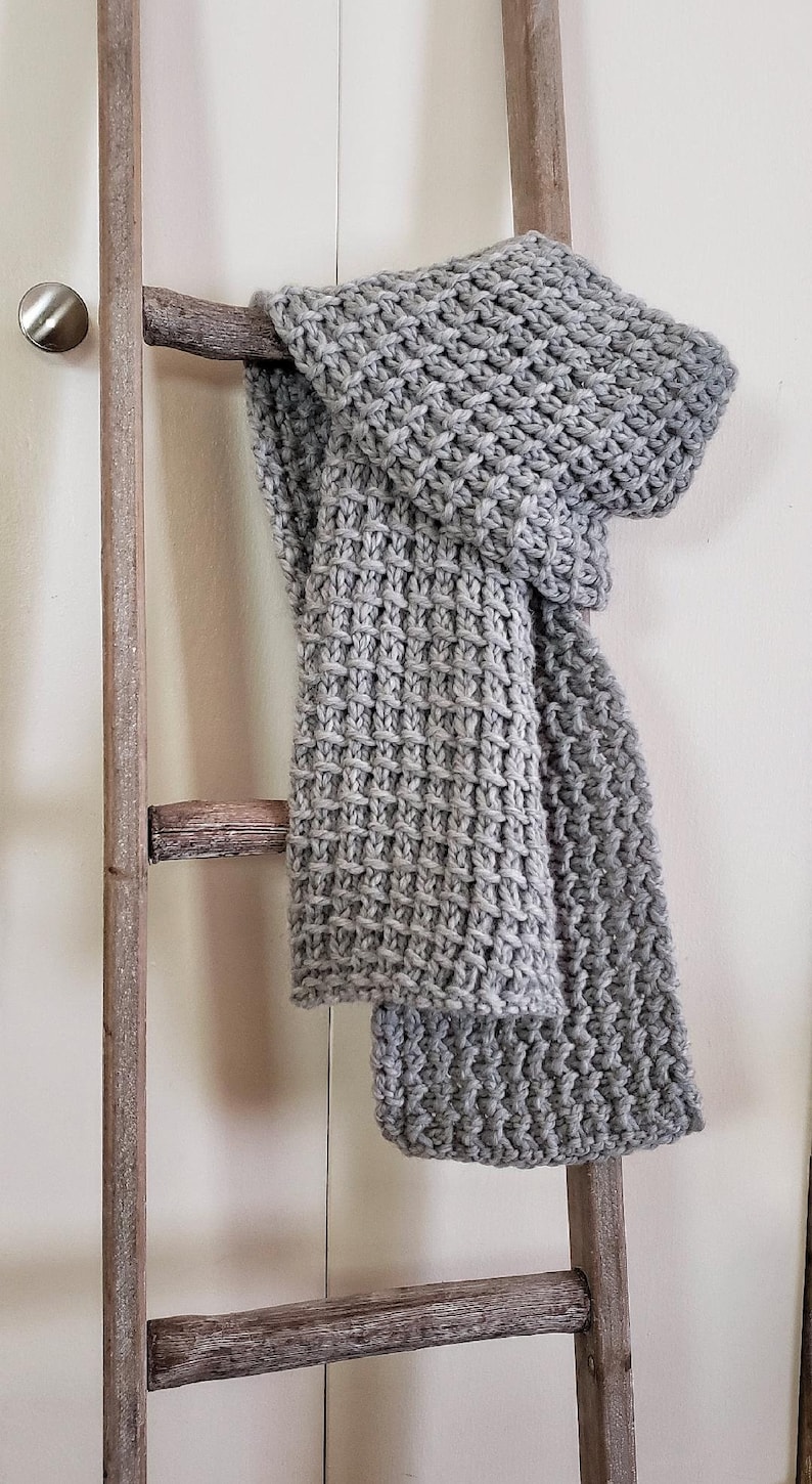 Easy Scarf Knitting Pattern, Chunky Knit Scarf Pattern, Beginner Simple Winter Gifts for Knitters, Woven Bridge Scarf Natalya1905 image 2