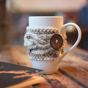 Knit Coffee Mug Cozy Pattern, Cable Knitted Tea Cup Sleeve, Cup Cozy Cover Easy Knitting Patterns, Natalya1905