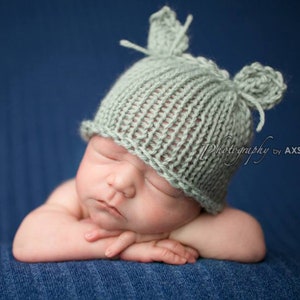 Knit Baby Animal Hat Pattern, Newborn Cat Ear Beanie, Beginner Easy Knitting Pattern, 0-3 3-6 6-12 Month Girl Boy Photo Prop