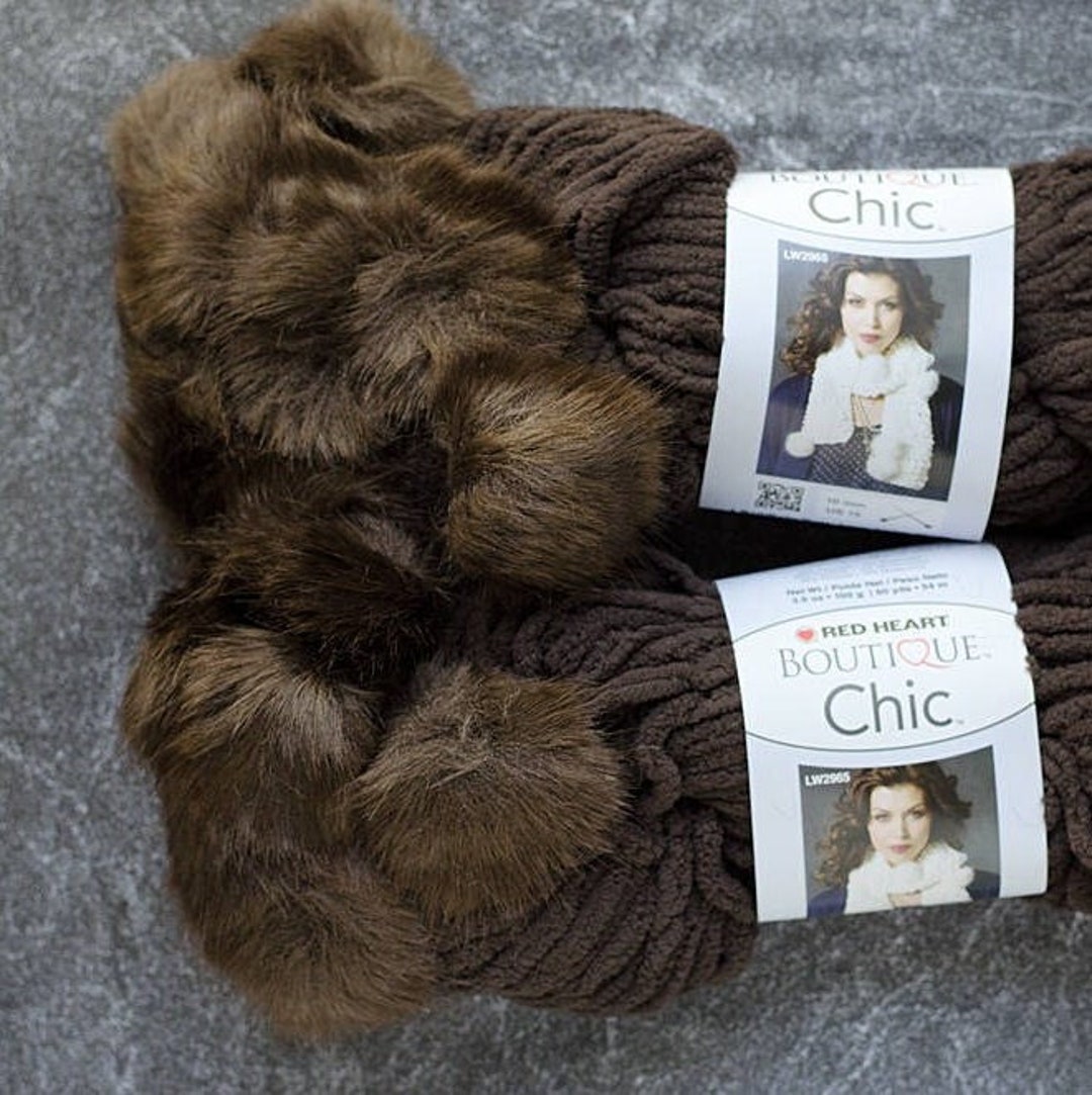 Bulky Yarn Destash, Clearance Brown Yarn Sale, Polyester Faux Fur Pom Pom Vegan Yarn Etsy
