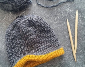 Hat Knitting Pattern, Knit Hat Pattern, Knit Beanie Pattern, Mens Beanie Hat Pattern, Chunky Hat Pattern, Chunky Beanie, Mens Beanie Pattern