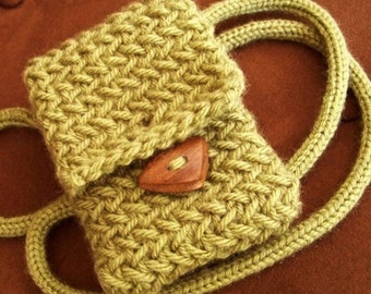 Small Knit Bag Pattern, Neck Bag Pouch Easy Knitting Pattern, Crossbody Purse Phone Case Tutorial