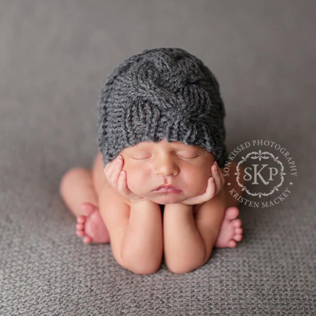 Newborn Boy Beanie Hat Knit Photography Prop Winter Coming Etsy
