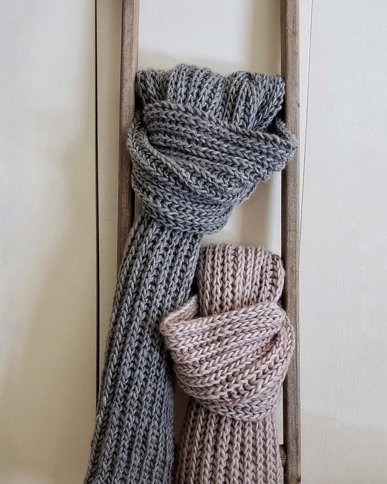 Knit Scarf Pattern, Easy Brioche Scarf Knitting Pattern, Chunky Winter Rib Wrap for Men Women, Mid November Scarf Natalya1905 image 5