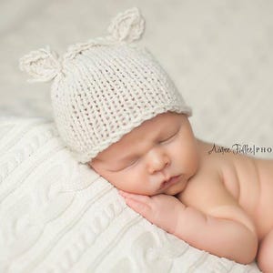 Baby Cat Ears Hat Knitting Pattern, Knit Newborn Animal Beanie, Beginner Easy PDF, Cute Photo Prop for Infant Boys Girls Twins