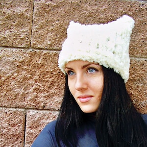 Cat Ear Hat Knitting Pattern, Easy Chunky Beanie PDF, Beginner Knit Winter Hat