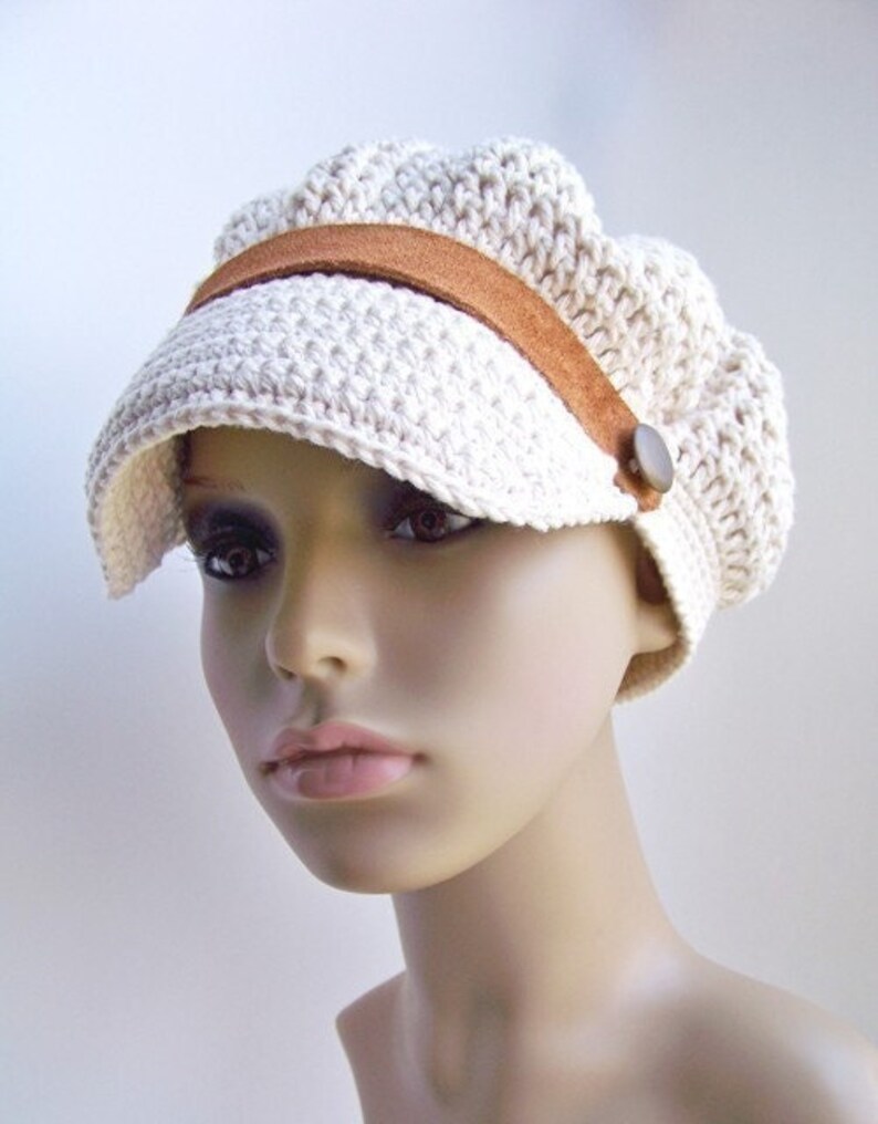 Crochet Hat Pattern, Crochet Newsboy Hat Pattern, Crochet Pattern Hat, Crochet Hat Women Newsboy Cap Easy Crochet Pattern Summer Hat Pattern image 3