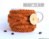 Coffee Cozy, Pumpkin Coffee Sleeve, Pumpkin Coffee Mug Cozy, Knit Coffee Cup Cozy, Knit Coffee Sleeve, Tea Cozy, Coffee Cup Sleeve, Hygge