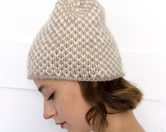 Chunky Knit Hat Pattern, Easy Fair Isle Beanie Knitting Pattern, Bulky Winter Colorwork PDF