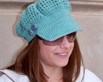 Crochet Newsboy Hat Pattern, Easy Crochet Pattern, Womens Newsboy Cap Tutorial, Spring Summer Accessories