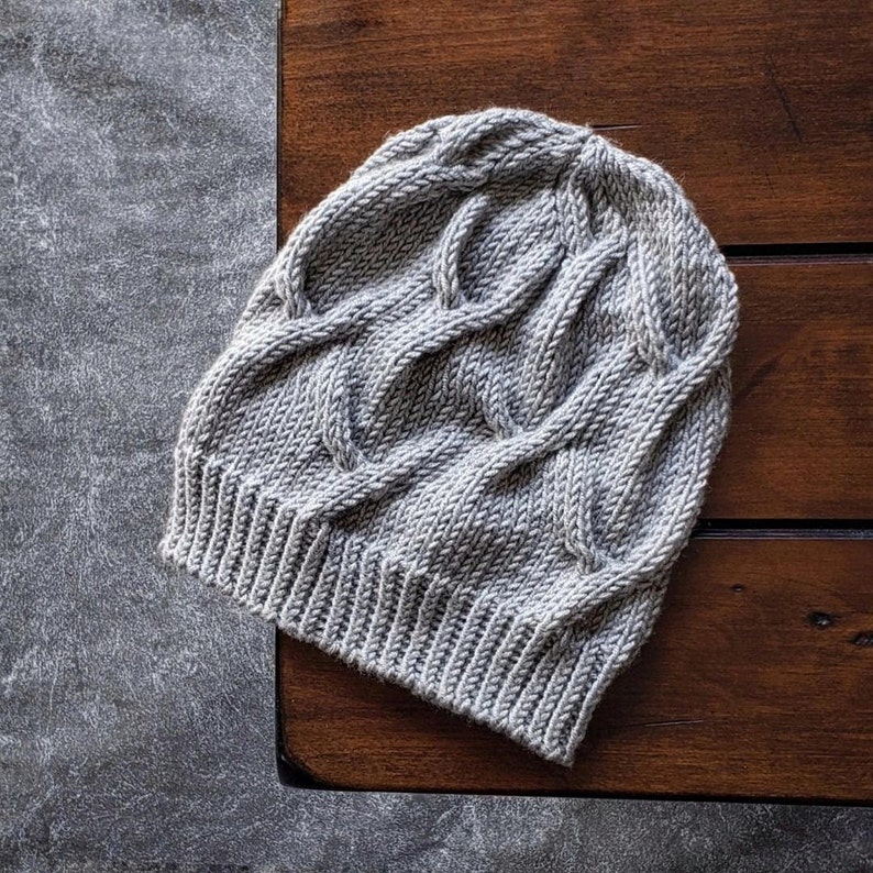 Easy Cable Knit Hat Pattern, Rib Brim Beanie Tutorial, Women's DK ...