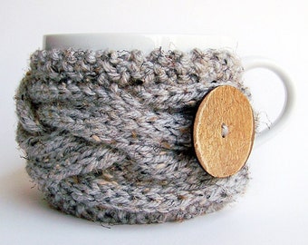 Patrón de funda para taza de punto cable, patrón fácil de tejer funda para taza de café, tutorial para calentar taza de té