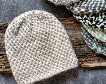 Chunky Fair Isle Knit Hat Pattern, Easy Colorwork Beanie, Men's Women's Knitting Pattern PDF