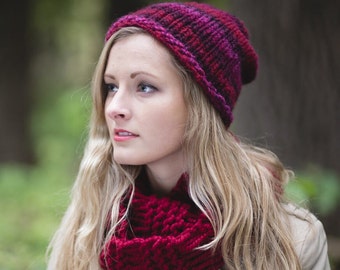 Beginner Slouchy Hat Knitting Pattern, Easy Knit Beanie Tutorial, Women Men Chunky Toque PDF
