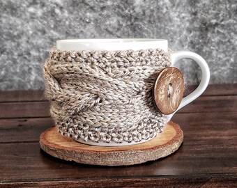 READY TO SHIP Knit Coffee Sleeve, Knit Coffee Cozy, Coffee Mug Cozy, Eco Friendly Gifts, Knit Cup Cozy, Coffee Cup Sleeve, Coffee Cup Cozy
