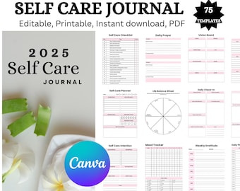 Printable Self-Care Journal | Track Mindfulness, Habits, Relaxation | Self-Care & Wellness Planner | Plan Your Routines, Goals and Me-Time