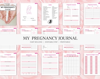 Printable Pregnancy Planner | Baby Prep, Doctor Visits and Milestone Tracker | Weekly Journal for Baby Growth & Health Logs | PDF