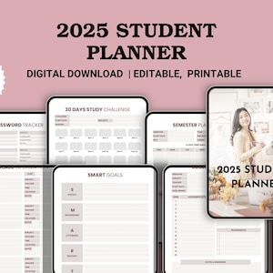 Planificador estudiantil 2025: organizador académico, registro de tareas y diario de establecimiento de objetivos para el éxito