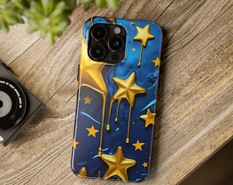 Phone Cases, Gold Stars Design for Samsung Galaxy and iPhone - Tough, Durable Cover, Protective Case, Unique Accessories, Trendy Tech Gear,