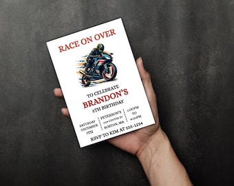 Custom Biker Birthday Invitation – Perfect for Motorcycle & Adventure Lovers, Personalize for a Thrilling Celebration – Fast Delivery