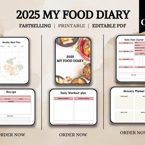 Food Diary & Nutrition Tracker |Log Meals, Calories and Goal | Printable Health Journal PDF |Food Diary for Healthy Living |Track Nutrition