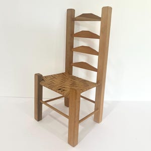 Vintage Small Wood Display Chair, Ladder Back Doll Chair, Woven Seat Chair, Plant Stand, Small Decor Chair, Mini Chair, Chair Decor