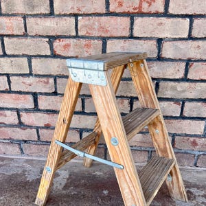 Vintage Wood Step Ladder, Small Step Ladder, Two Foot Step Ladder, Rustic Wooden Ladder, Folding Ladder, Home Decor, Unique Plant Stand