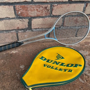 Vintage Dunlop Tennis Racket, Dunlop Volley II, Vinyl Zipper Cover, Aluminum Tennis Racquet, Retro Tennis, Tennis Lover Gift, Tennis Decor