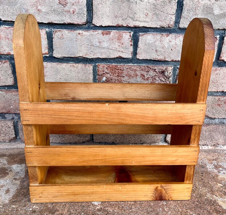 Vintage Hand Painted Floral Wood Magazine Rack: Cottage Decor - Etsy