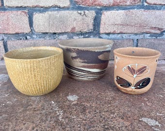 Vintage Pottery Planters: Studio Pottery Collection, Hand Painted Flowerpots