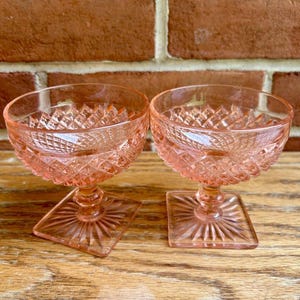 Vintage Pink Dessert Dishes, Miss America Anchor Hocking Depression Glass, Set of 2, Pair of Pink Sherbet Glasses, Short Cocktail Glasses