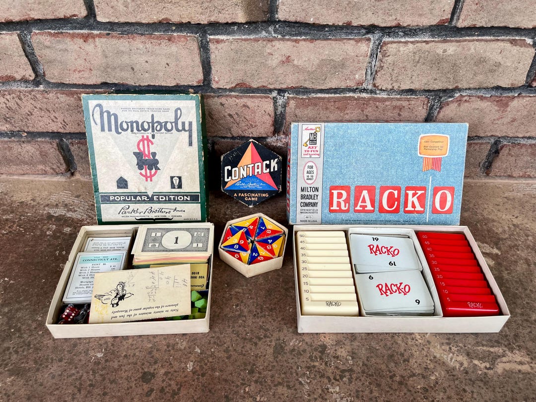 Vintage Board Game Collection: Monopoly, Contack, Racko - Etsy