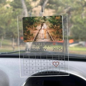 Personalized Photo Car Ornament: Custom Date Acrylic Valentine&#39;s Gift
