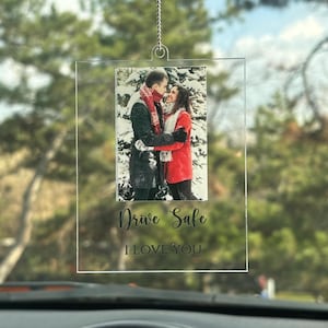 Personalized Photo Car Ornament: Custom Acrylic Rearview Mirror Decoration