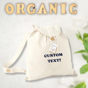 Sac à Cordon Personnalisé en Coton Bio – Sac à Dos avec Nom – Bretelles Réglables & Boutons en Bois – Cadeau Écologique