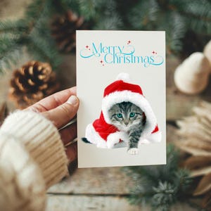 Cartão de Natal com Gato – PDF Divertido para Imprimir – Download Digital para Apaixonados por Gatos