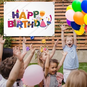 Cartel de Cumpleaños “Happy Birthday” en Tres Tamaños – Letrero Colgante Metálico para Interior y Exterior