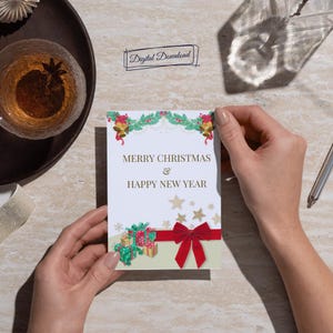 Carte de Noël et Nouvel An – Carte de Vœux Moderne à Télécharger en PDF pour Cadeaux et Fêtes
