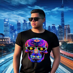 Neon Skull Bitcoin T-shirt – Begränsad upplaga