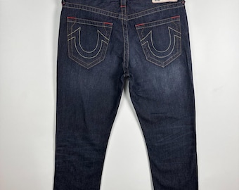 True Religion Rocco Relaxed Skinny Jeans Red Stitching Men Size 32