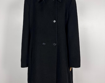 70s オーストリア製 ビンテージ ウール アルパカ シングル トレンチ コート アルパカ素材を使用したラグジュアリーなヴィンテージコート（ブラック