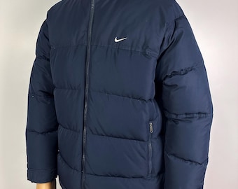 Vintage 1980s-1990s Nike Black and White Winter Pull Over Puffer