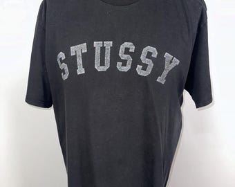 00s Vintage Stussy Neighborhood Boneyards T Shirt / Black Cotton