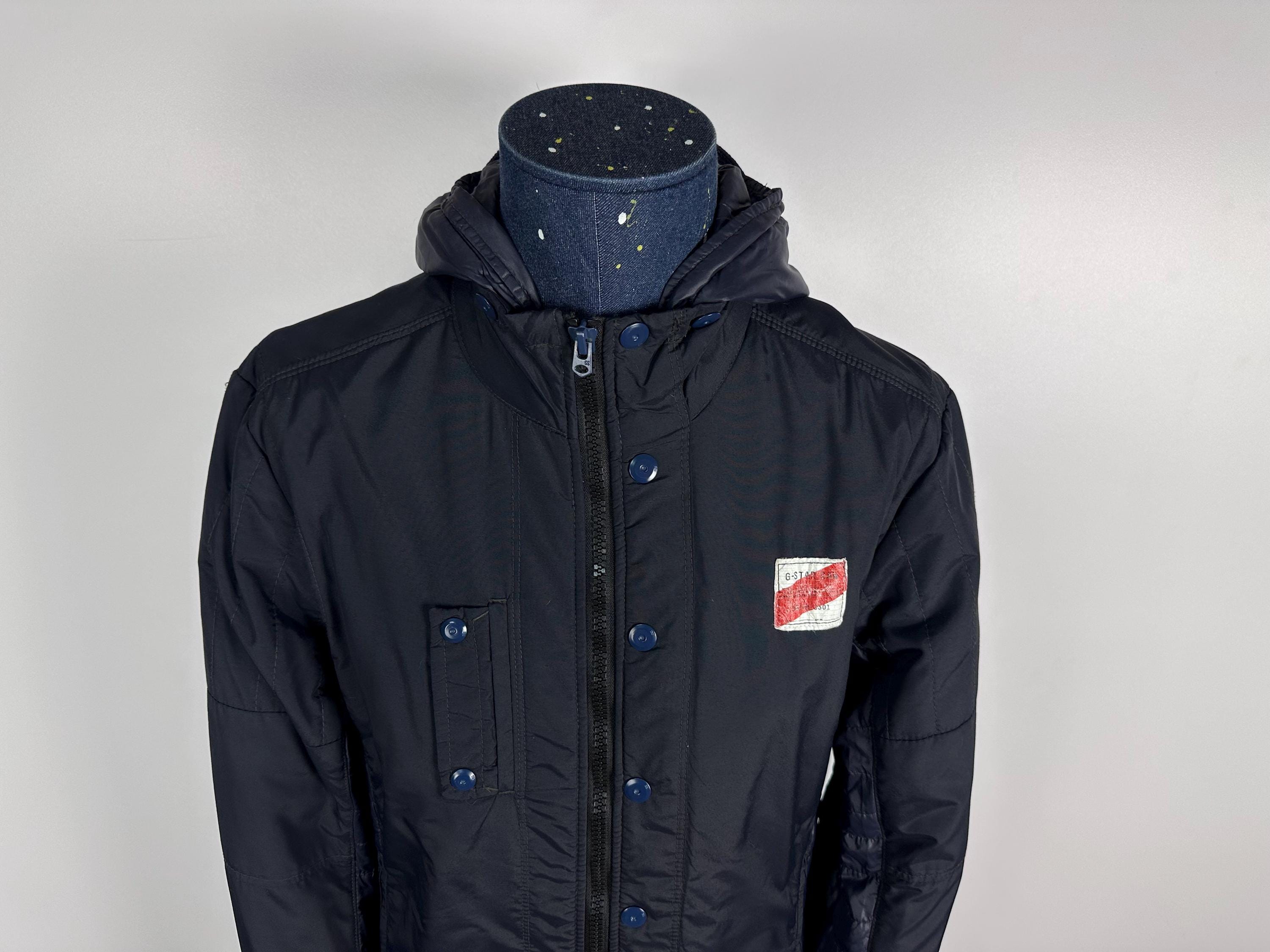 G Star Raw Mitch Hooded Overshirt Mens Jacket Blue Size L - Etsy