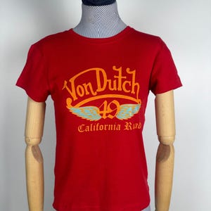 Von Dutch Vintage Womens Crop Top T Shirt Red y2k Size M\L