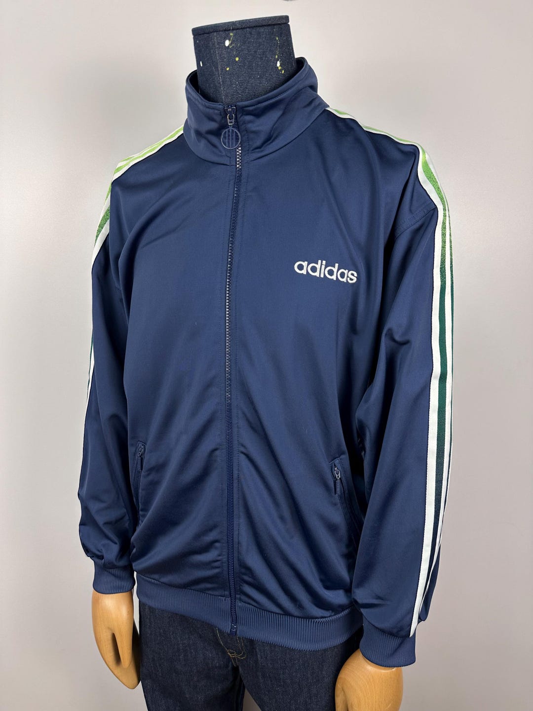 Chaqueta deportiva azul y verde vintage de los años 90 para hombre